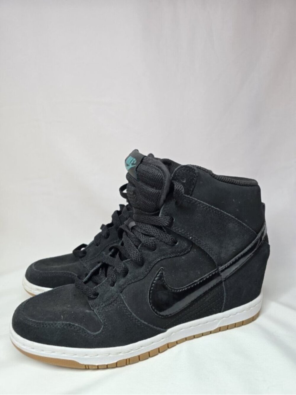 Nike Dunk Sky Hi Hidden Wedge Heel Womens Sneakers Black Suede 644877-011 Size 9